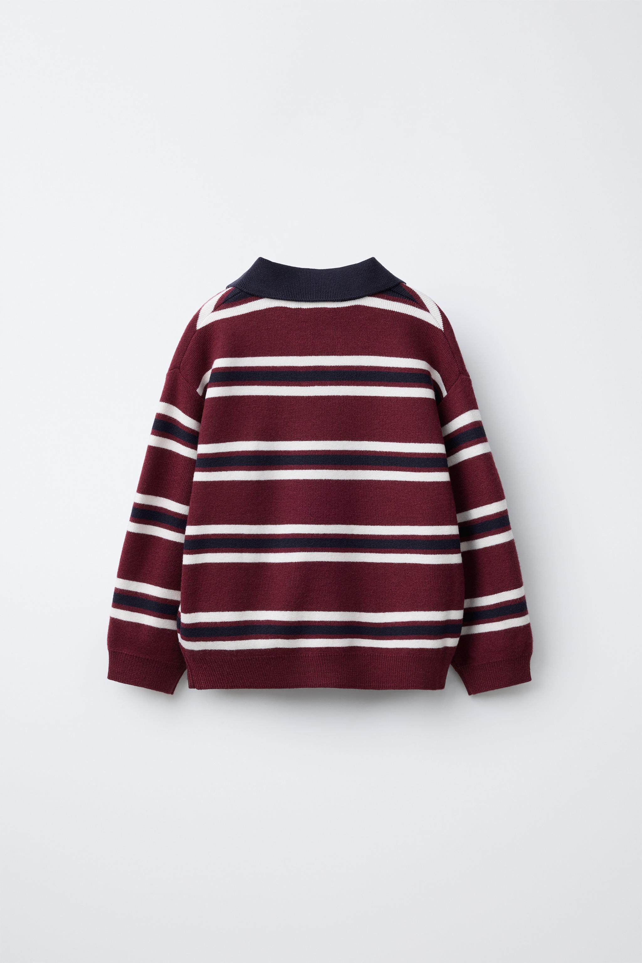 EMBROIDERED STRIPED KNIT POLO SHIRT